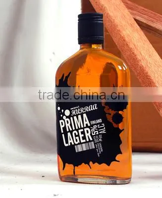500ml and 750ml Printed Glass Flask Bottle With Aluminum Cap With Logo