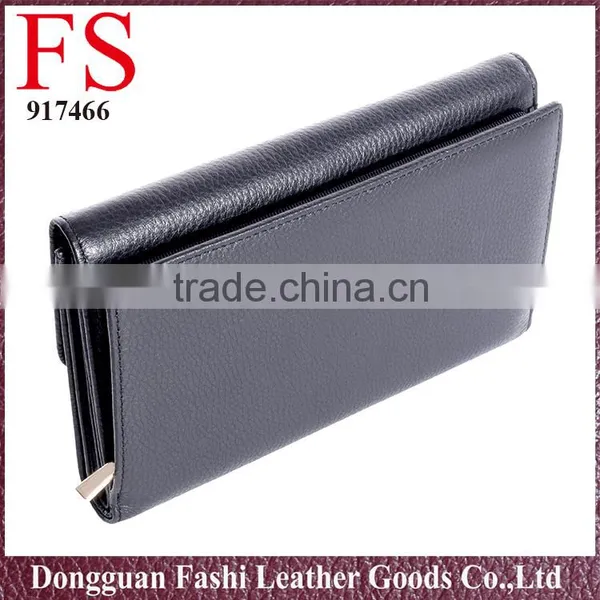 Women Long Black High Quality Leather Wallet photo-4