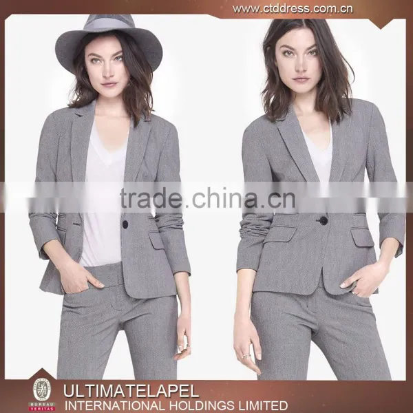 Trendy High Quality Grey Tailored Suit Women