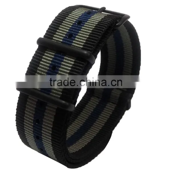 Factory OEM PVD Black Nylon Fabric 18MM Nato Watch Strap