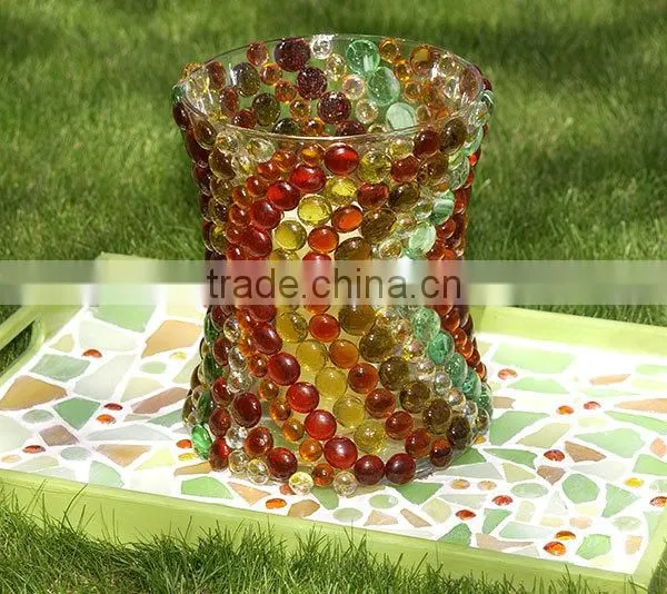 DIY Fun Flower Pot With Different Glass Mosaics photo-6