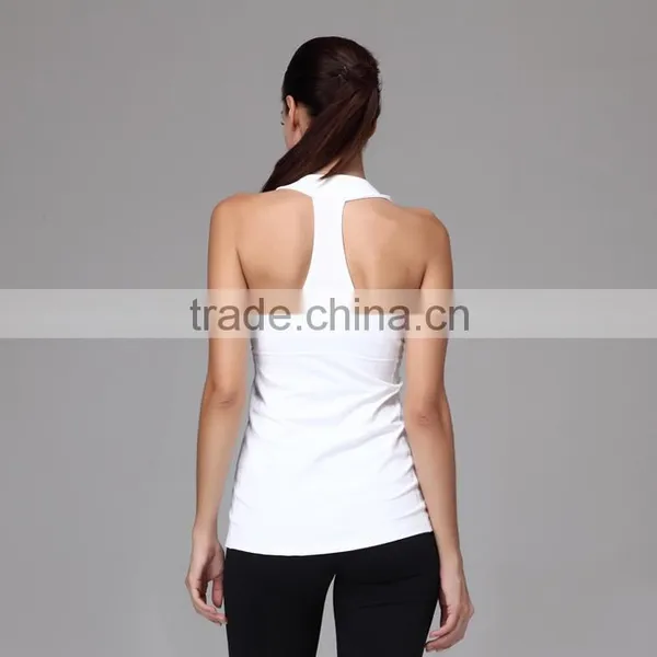Wholesale Plain White Top Women Workout Fitness Clothing Yoga Tops photo-2