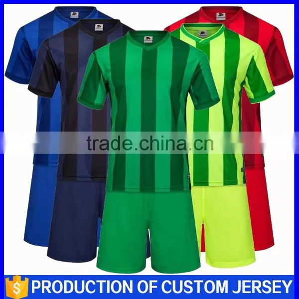 2016Red Black Striped Soccer Wear With Subliamtion Custom Blank Soccer Uniforms