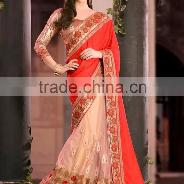 Pink Georgette On Net Lehenga Saree photo-5