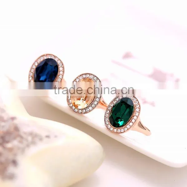 18K Gold Color Rings With Blue Gemstone 3gram Gold Ring photo-4