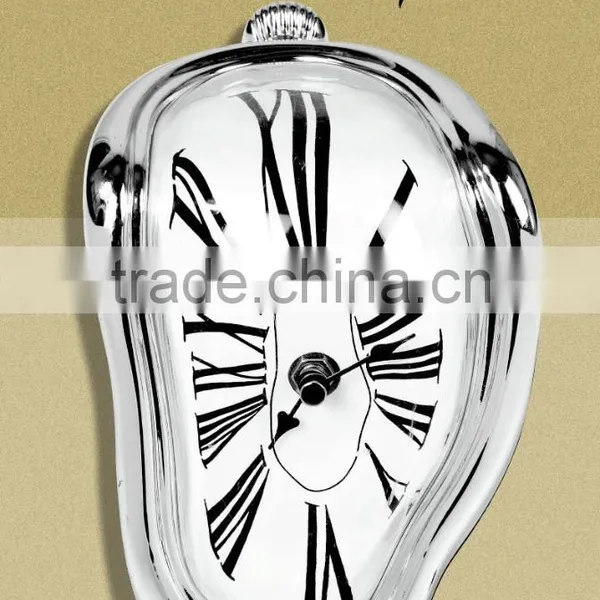 Creative L Shape Curving Wall Clock, Fashion Melting Clock, Roman Number Clock photo-2