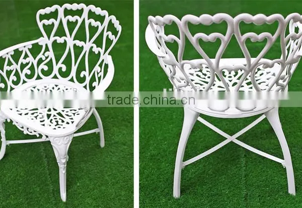 White Outdoor Furniture Kids Table and Chair Set Cast Aluminum Patio Sets photo-4