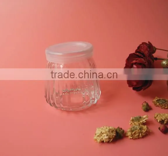 China Supplier Vertical Stripe Glass Yogurt Bottle With Handle photo-4