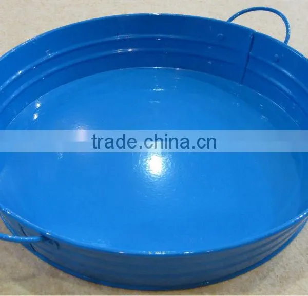 Round Galvanized Zinc Metal Serving Tray/ Party Tray photo-4