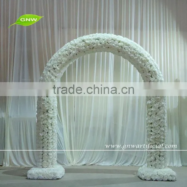 GNW 8ft White Metal Wedding Arch With Cherry Blossom Flowers for Sale as Wedding Backdrop Decoration photo-4