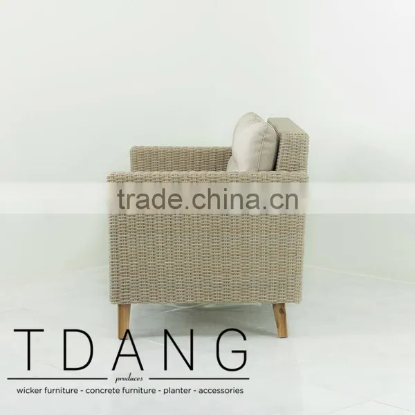 Fiji Wicker Lounge Chair With Wooden Legs - 2016 Conversation Wicker Sofa Set photo-2