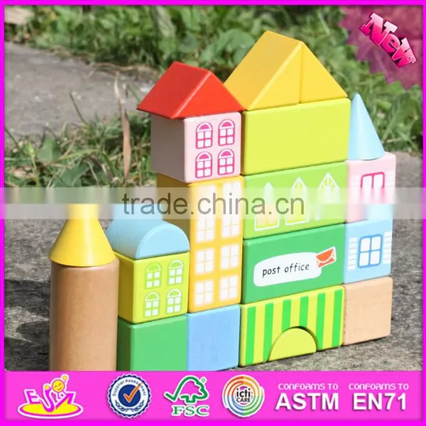 2017 New Design 20 Pieces Model Buildings Kids Wooden Toy Blocks W13A121 photo-2