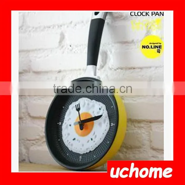 UCHOME Hot Beauty Happy Time Plastic Frying Pan Wall Clock, Decorative Kitchen Fried Egg Pan Wall Clock photo-3