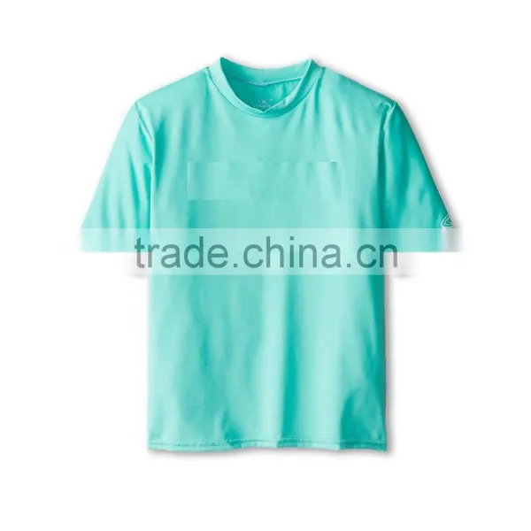 Wholesale OEM 89% Nylon 11% Elastane Little Kids Big Kids Short Sleeve Stretch Quick Drying Basic Crew Neck Skins Rash Guard Tee photo-3