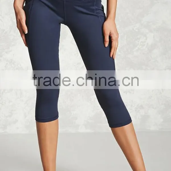 Active Sports Running Gym Women Capri Leggings Knee Length Tight Polyester Fashion Custom Made Compression Tights photo-3