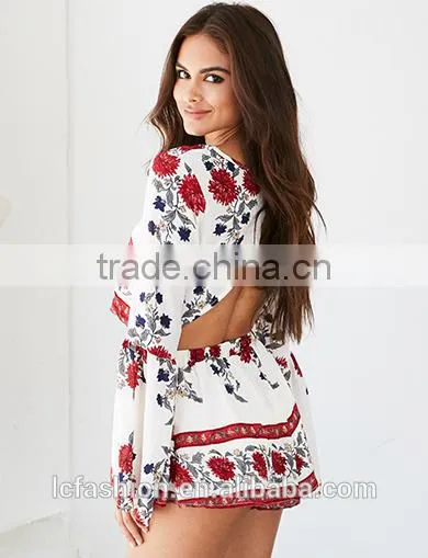 Custom Fashion Floral Print Two Piece Set Women Clothing Sexy Crop Top and Short Suits photo-3