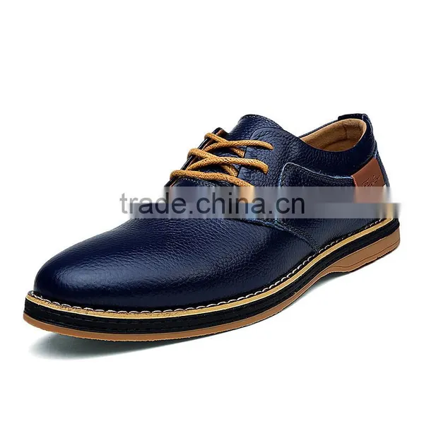 Dark Blue Genuine Leather Men Business Casual Shoes Fashion Best Quality, Lace up Relaxation Leather Shoes Men Fashion Style photo-3