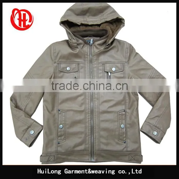 Children pu Leather Clothing Bomber Boy's Winter Jacket photo-2