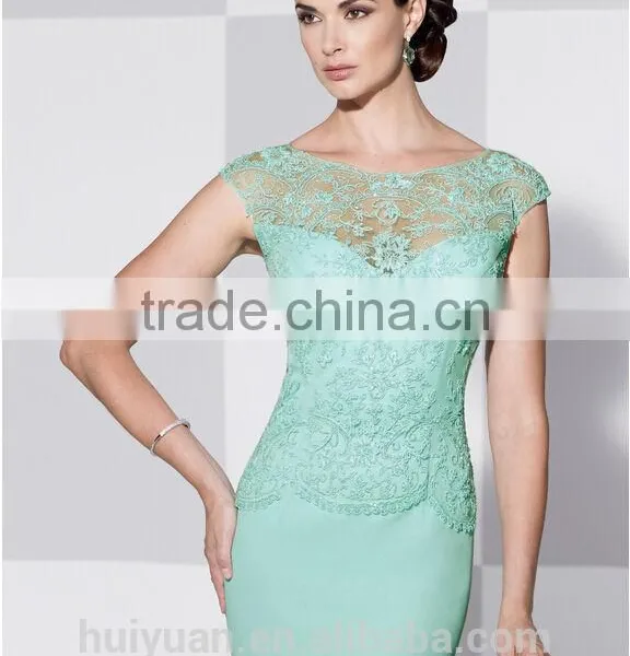 2015 Newest Good Quality High Neck Short Sleeve Lace Dress photo-3