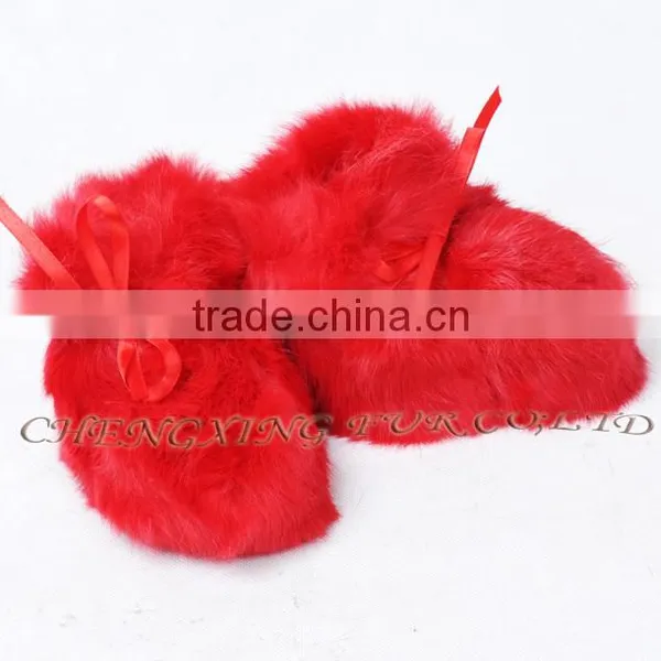 CX-SHOES-07A Soft Baby Wear Genuine Rabbit Fur Baby Shoes photo-3