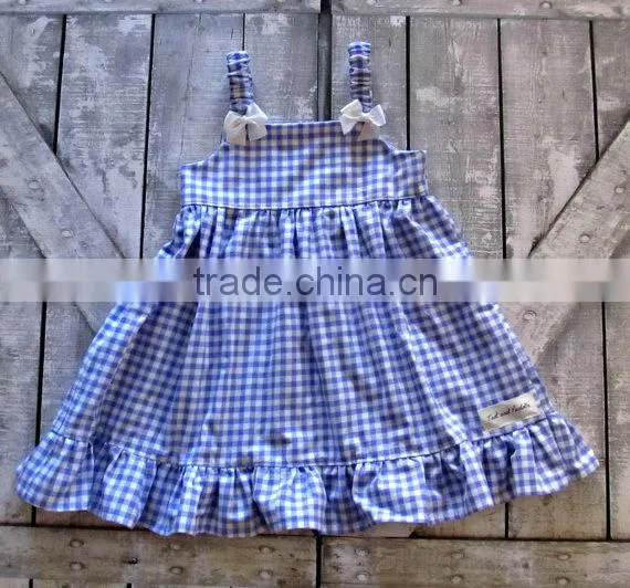 2017 New Style Baby Clothes Cheap Wholesale Red and Blue Children's Boutique Summer Baby Girl's Plaid Dress photo-2