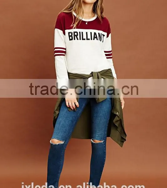 Custom Print Two Clolors Stitching 3/4 Sleeve Baseball t Shirt photo-4