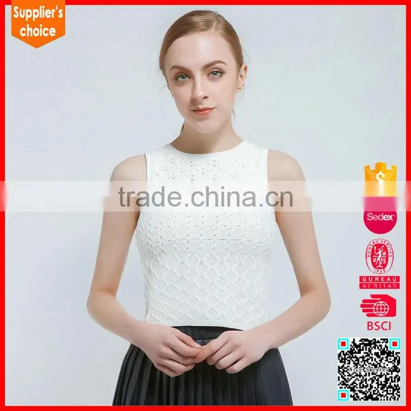 Latest Sleeveless Round Neck Vest Knitting Pattern Women's Sweaters Vests photo-4