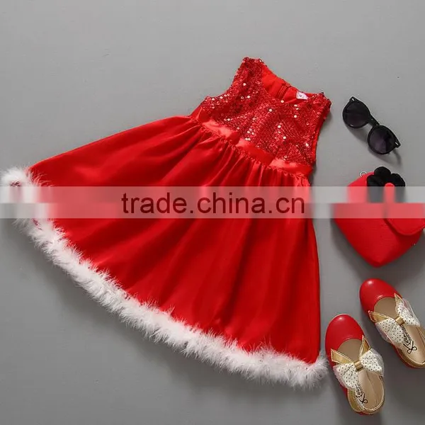 Newest Christmas Red Tulle Sequin Frocks Baby Girls Red Dresses photo-2