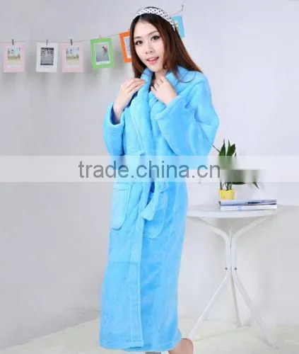 Popular Warm Extra Long Robes Blue Cotton Terry Bath Robes For Mens & Womens photo-2