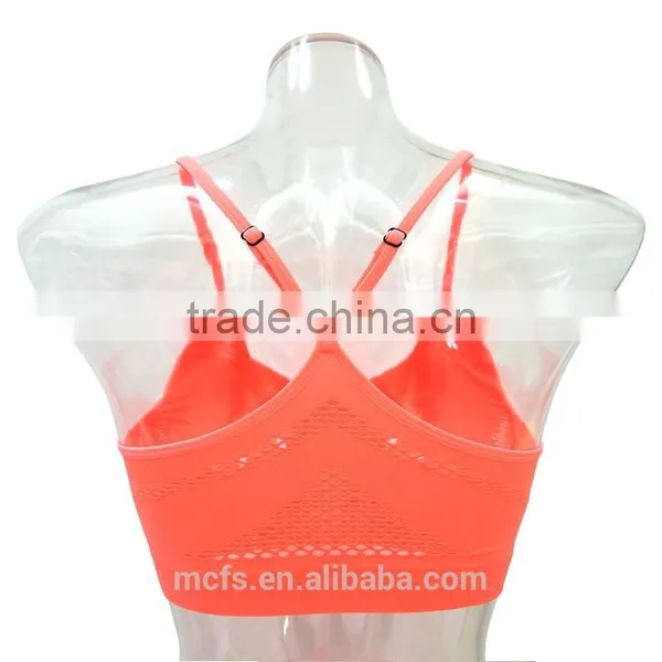 Factory Supply Neon Orange Bra Top Seamless Women Bra Underwear Fashion Sports Bra photo-3