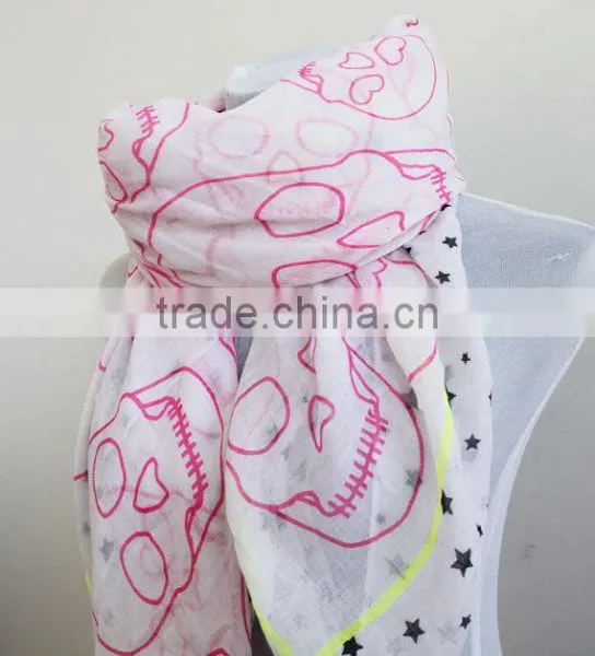 Skull Infinity Scarf Pink Skull With Star Scarf Square Skull Scarf Christmas Gift Woman Scarf Woman Accessory Halloween Scarf Sh photo-3