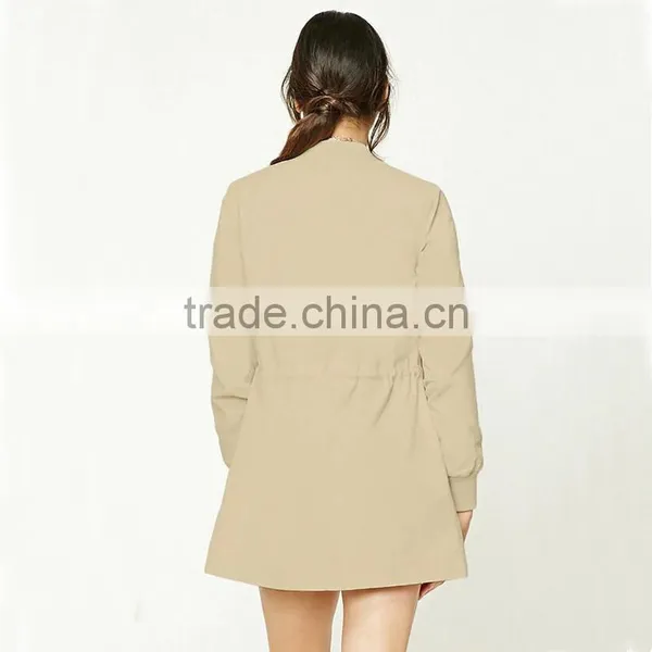 Open Front Longline Flat Collar Ribbed Trim Belted Waist Womens Online Jackets photo-3