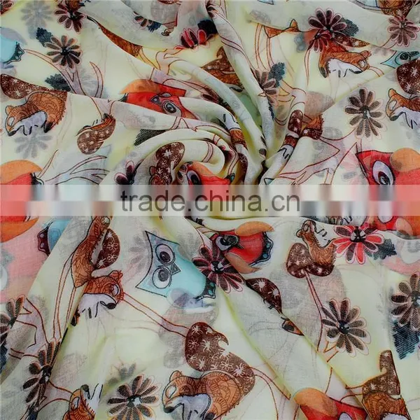 Voile Scarves & Wraps Rectangle Pale Yellow Squirrel Scarves Fashion photo-2