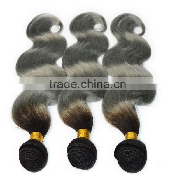 Halo Hair Extensions,Ombre Weave 1B Silver Grey Human Hair,Dumei Hair photo-2