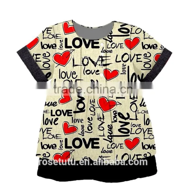 The Latest Style Heart to Heart With the Heart of the Small Girls Cotton Short Sleeve Wholesale