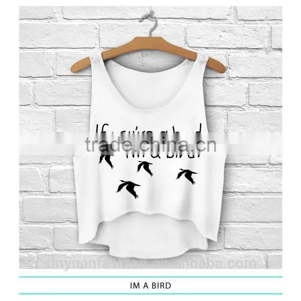 Fashion Girls 3D Design Sleeveless Sports Gym Irregular Tank Top With Pattern For Women photo-6