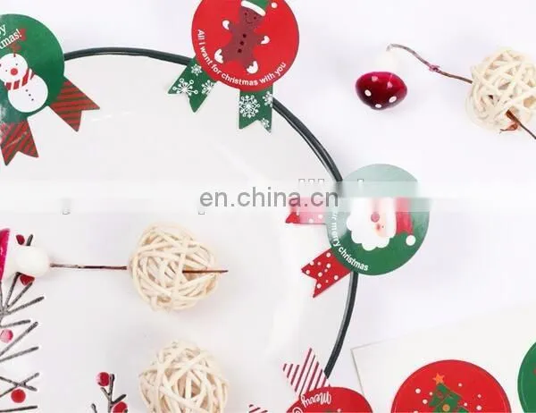 Hot Sale Badge Shape Red And Green Christmas Box Bag Label Baking Bag Sealing Sticker Baby Shower Gift Decoration Craft Packing photo-3