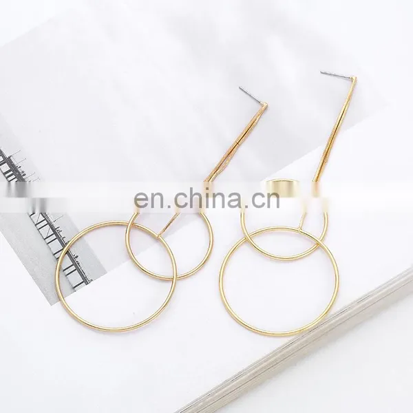 Fashion Metal Earring Long Drop Earring With Circle photo-5