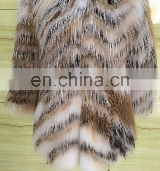 Nature Color Real Fur Round Collar Jacket for Women's Wear photo-3