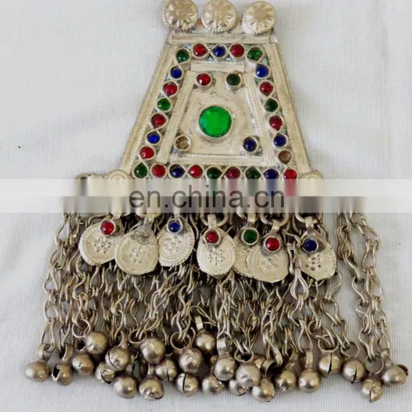 Afghani Silver Plated Necklace-Tribal Handmade Vintage Pendant
