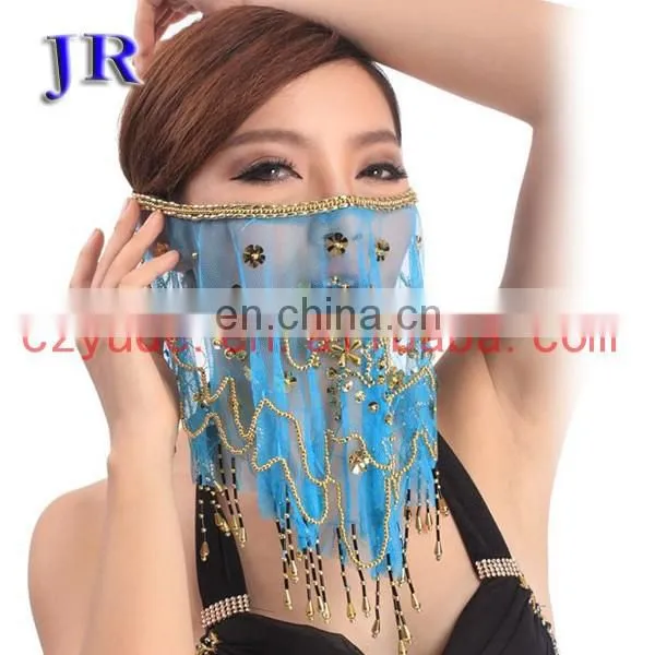 Tribal Indian Women Beaded Belly Dance Face Veil Accessory P-9015# photo-5