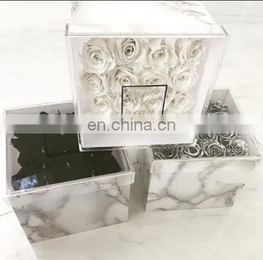 Creative Marble Acrylic Flower Box ,beautiful Rose Flower Marble Gift Box photo-2