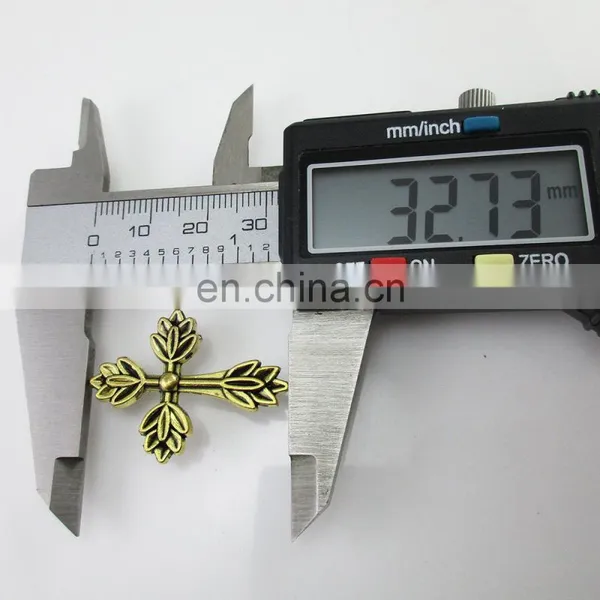 Religious Antique Gold Metal Medal Leaf Cross photo-5