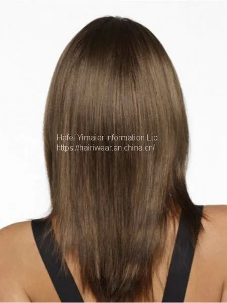 Straight Brown 16 Inches With Bangs Women Synthetic Wigs in Capless Constructions photo-4