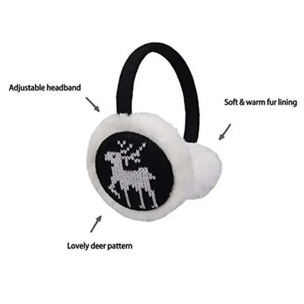 Women Girl Winter Warm Knit Faux Fur Ear Warmer Earmuff Adjustable Washable photo-3