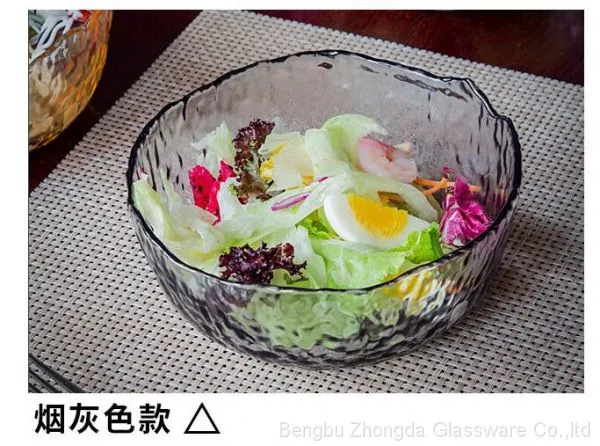 Irregularity Colored Hammer Eye Pattern Glass Bowl/Plate/Dish With 2 Size Optional photo-5