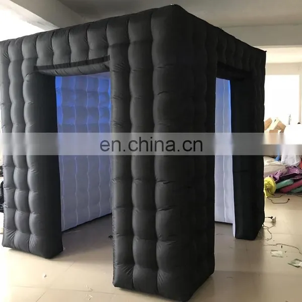 Hot Sale Wedding Party Selfie Props Blow Up Enclosure Black Cube Tent LED Lighted Inflatable Photo Booth photo-4