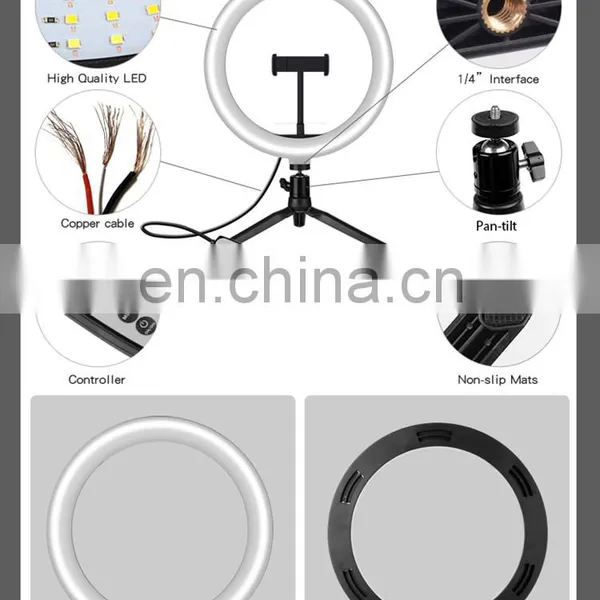 New Arrival 10 Inch Led Selfie Ring Light With Tripod 32 Colors Video Phone Clip Usb Makeup Rgb Ring Light photo-7