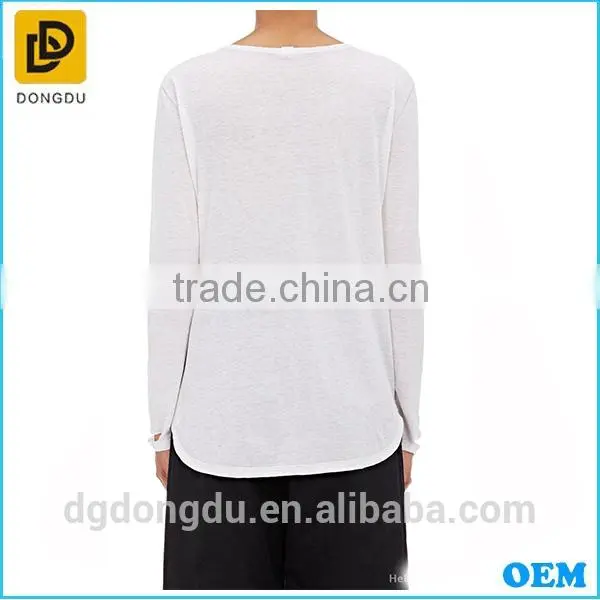 New Fashion Casual Lady Pick Stitched Long Sleeve T Shirt photo-2