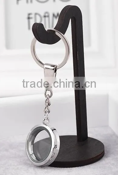 Alloy 30mm Round Glaze Key Chains Magnetic Memory Floating Locket Keychains photo-2